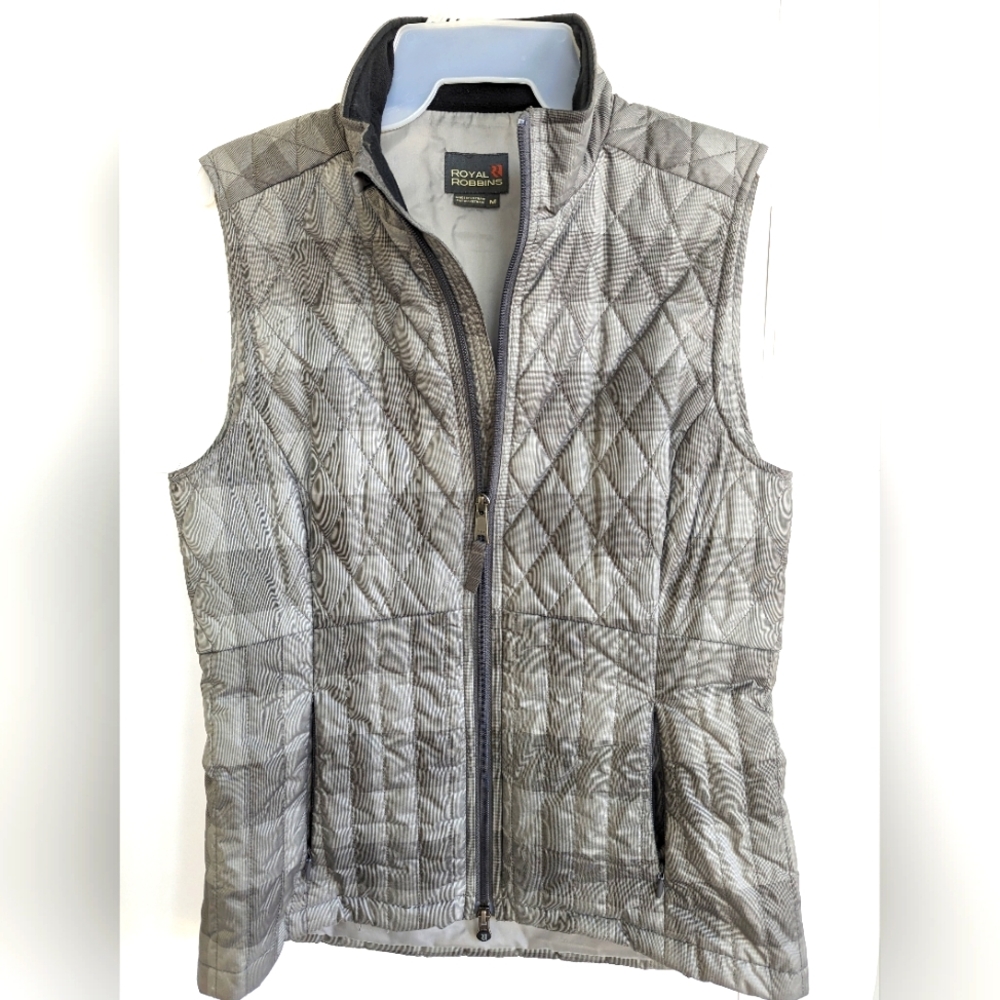 Royal Robbins Full Zip Quilted Vest Gray Lightweight Fall Trendy Medium
